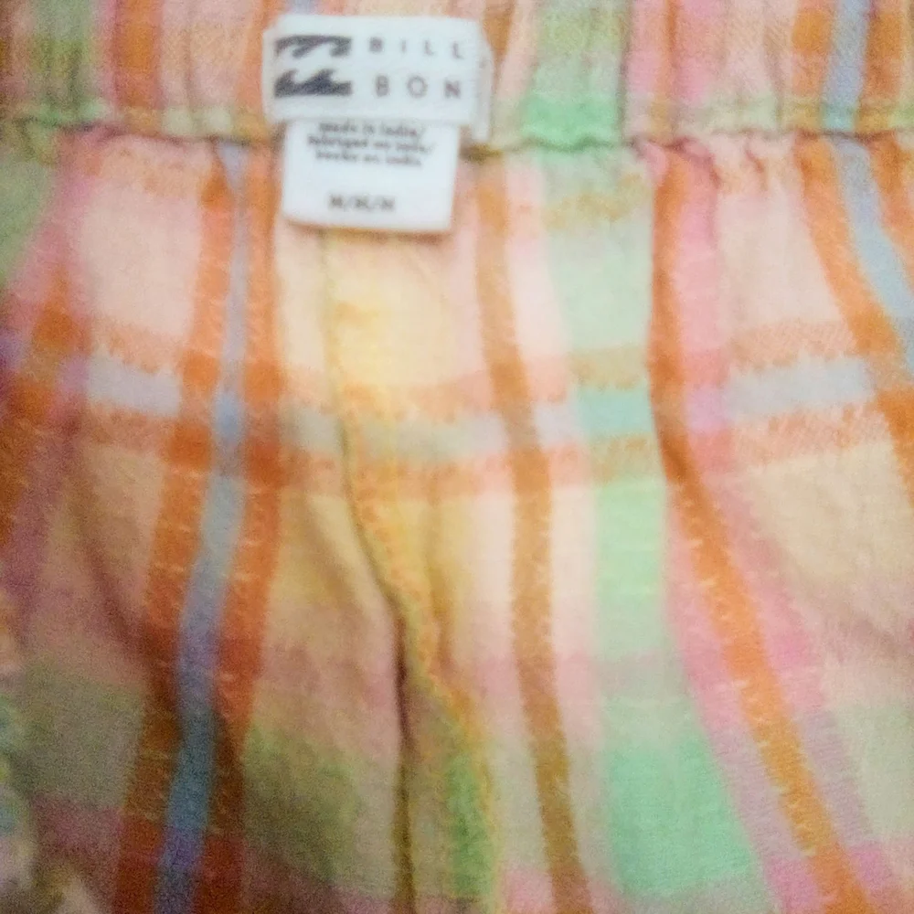 Billabong 100% Cotton Pastel Plaid High Waist Shorts Size M Vacation Summer